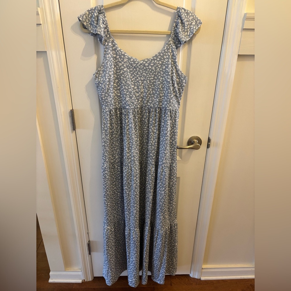 Floral Blue Maxi Dress M
